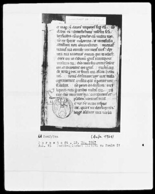 Psalterium — Initiale D (eus), Folio 15 recto