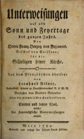 Unterweisungen auf alle Sonn- und Feyertage des ganzen Jahrs, 3