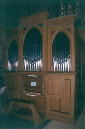 Orgel von Barnim Grüneberg (1879 für die Kirche Langenhanshagen). Malchow (Mecklenburg), Orgelmuseum in der Klosterkirche