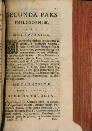 Institutiones philosophicae ad studia theologica potissimum accomodatae, 2. Metaphysicam complectens