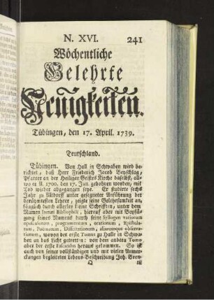 XVI. (17. April. 1739)