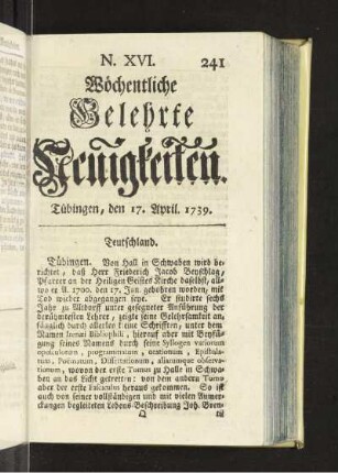 XVI. (17. April. 1739)