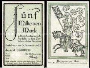 Heidelberg, Notgeld, Musterschein, 5 Millionen Mark
