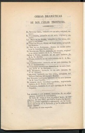 Obras dramáticas de don Carlos Frontaura