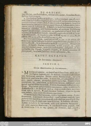 Caput Octavum. De Sacramento Matrimonii.