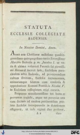Statuta Ecclesiae Collegiatae Badensis.