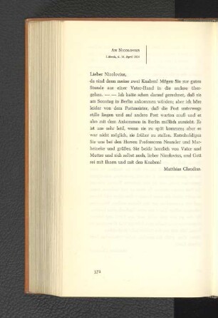 An Nicolovius Lübeck, den 14. April 1814