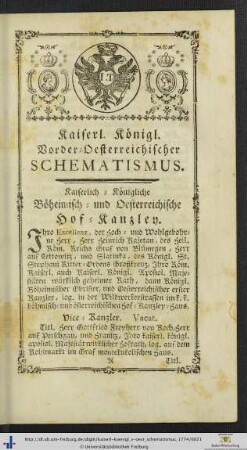 Kaiserlich-Königliche Böheimisch- und Oesterreichische Hof-Kanzley.