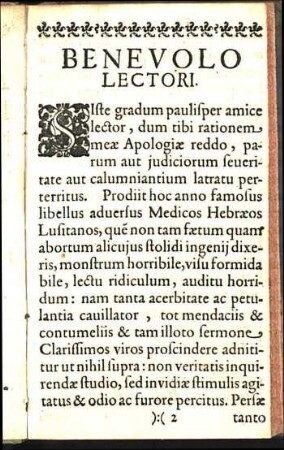Benevolo Lectori