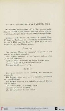 Das Nachlass-Inventar von Michiel Shee