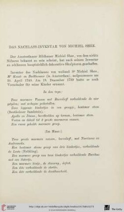 Das Nachlass-Inventar von Michiel Shee