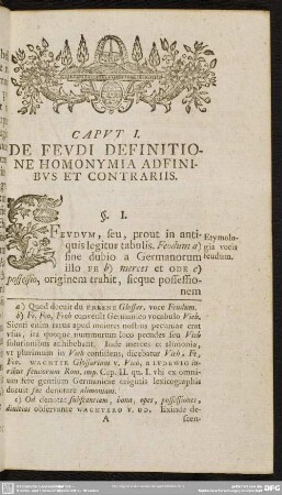 Caput I. De Feudi Definitione Homonymia Adfinibus Et Contrariis