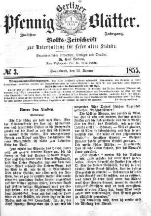 No. 3, Sonnabend, den 13. Januar