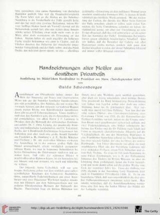 5/6: Handzeichnungen alter Meister aus deutschem Privatbesitz : Ausstellung im Städel'schen Kunstinstitut in Frankfurt am Main. (Juli - September 1924)