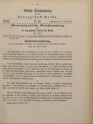 16. Ministerialbekanntmachung, das gewerbsmäßige Verkaufen und Feilhalten von Petroleum betreffend. Vom 25. Juni 1883