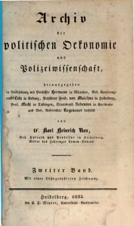 Archiv der politischen Oekonomie und Polizeiwissenschaft. 2. 1835