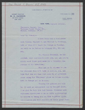 Brief an Ferruccio Busoni : 10.01.1914