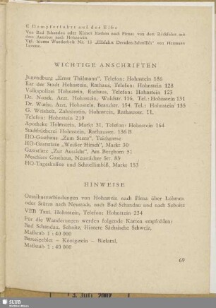 Wichtige Anschriften