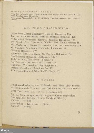 Wichtige Anschriften