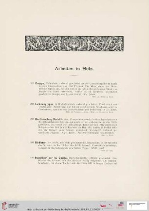 Arbeiten in Holz (Nr. 231 - 271)