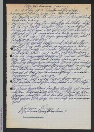 Protokoll Vorstandssitzung März 1915