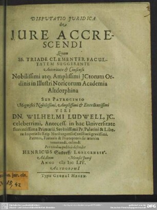 Disputatio Juridica De jure accrescendi
