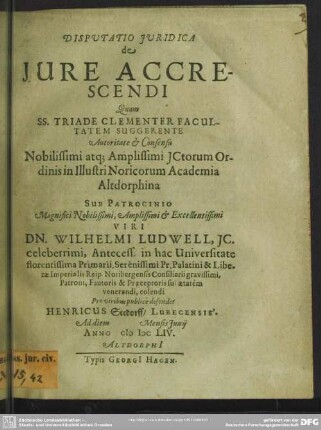 Disputatio Juridica De jure accrescendi