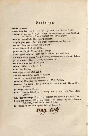 Shakspeare's dramatische Werke, 1. König Johann. König Richard der Zweite. König Heinrich der Vierte ; 1