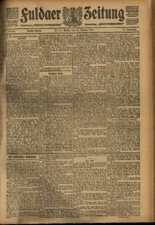 Erste Ausgabe vom Freitag, den 21. Oktober 1910.
