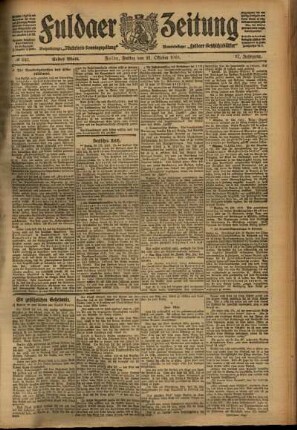 Erste Ausgabe vom Freitag, den 21. Oktober 1910.
