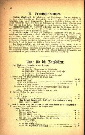Taxe für die Droschken:
