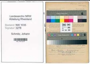 Entnazifizierung Johann Schmitz , geb. 25.06.1893 (Steiger)