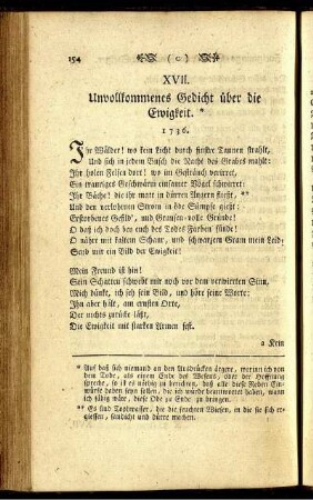 XVII. Unvollkommenes Gedicht über die Ewigkeit. 1736.