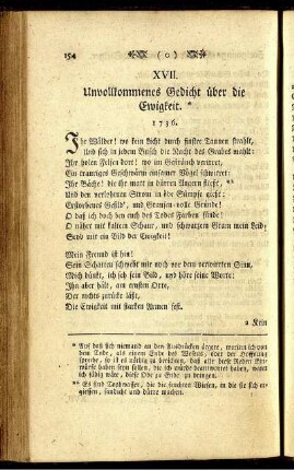 XVII. Unvollkommenes Gedicht über die Ewigkeit. 1736.