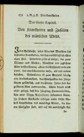Das fünffte Kapittel. Von Krankheiten und Zufällen des männlichen Alters.