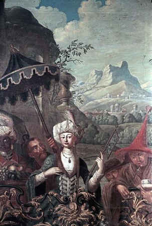 Landschaft mit einer Dame mit Turban, begleitet von zwei Chinesen und einem Mohren