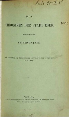 Die Chroniken der Stadt Eger