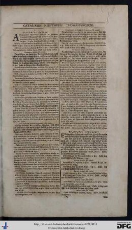 Catalogus Scriptorum Thomasianorum.