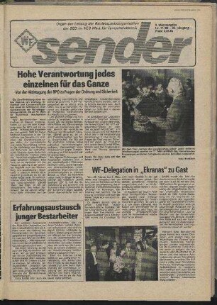 Betriebszeitung 'WF-Sender', Nr.11/1988 (3. Märzausgabe 1988)