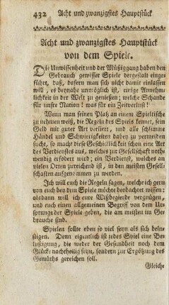 Acht und zwanzigstes Hauptstück von dem Spiele