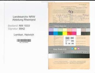 Entnazifizierung Heinrich Lemken , geb. 18.08.1896 (Polizeibeamter)