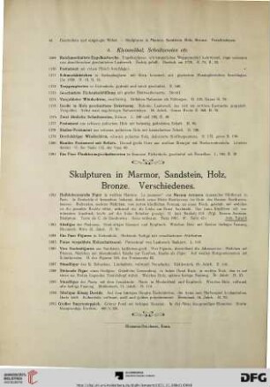 Skulpturen in Marmor, Sandstein, Holz, Bronze. Verschiedenes (Nr. 1382-1393)