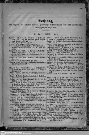Nachtrag, die während des Druckes bekannt gewordenen Veränderungen und sonst erforderlichen Berichtigungen enthaltend.