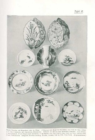 Tafel. II. Weißes Porzellan mit Blaumalerei unter der Glasur ...