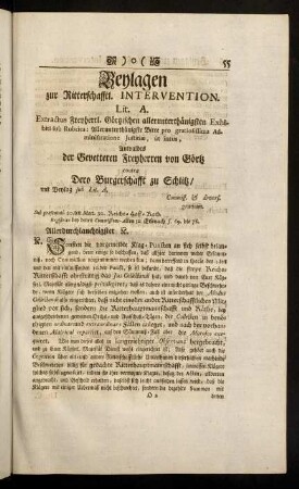 55-67, Beylagen zur Ritterschaftl. Intervention.