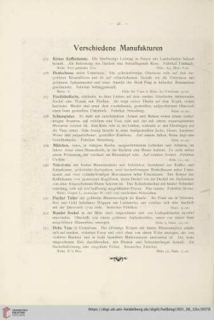 Verschiedene Manufakturen (Nr. 325-333)