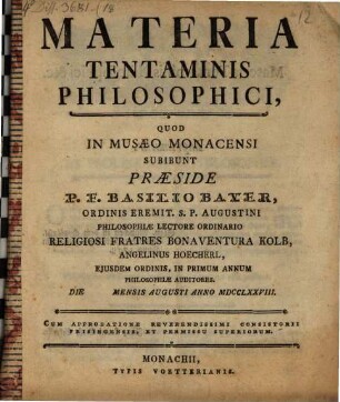 Materia tentaminis philosophici