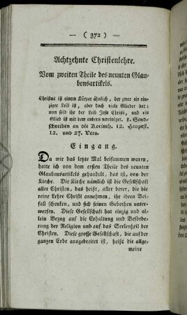 Achtzehnte Christenlehre Vom zweiten Theile des neunten Glaubensartikels.