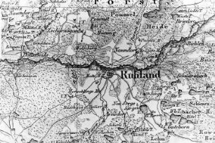 Ruhland. Atlas von Schlesien, Kreis Hoyerswerda, Verlag C. Flemming/Glogau, um 1850