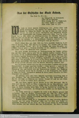 Aus der Geschichte der Stadt Sebnitz